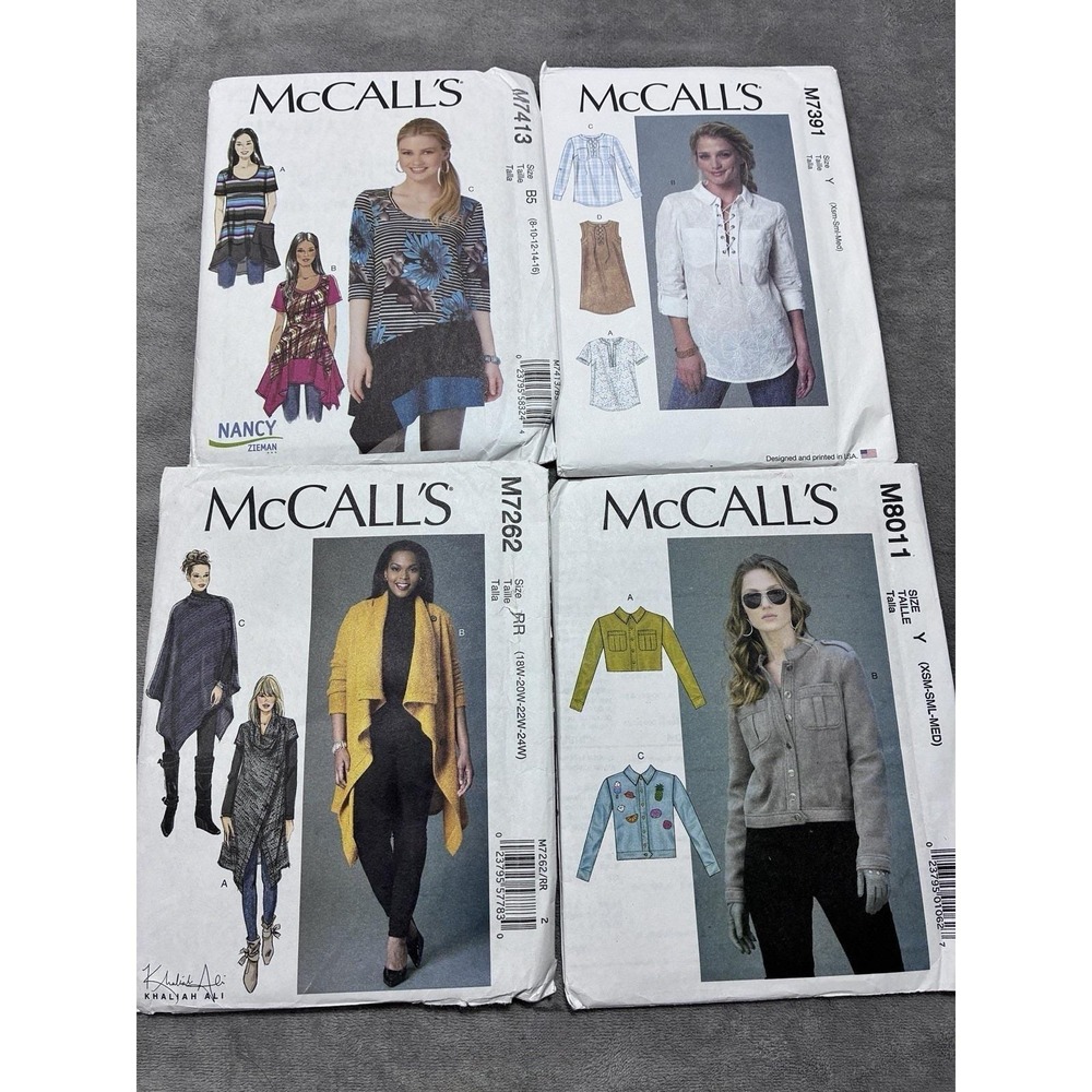 Uncut Lot of 4 McCall's Sewing Patterns Tops Jacket Tunic